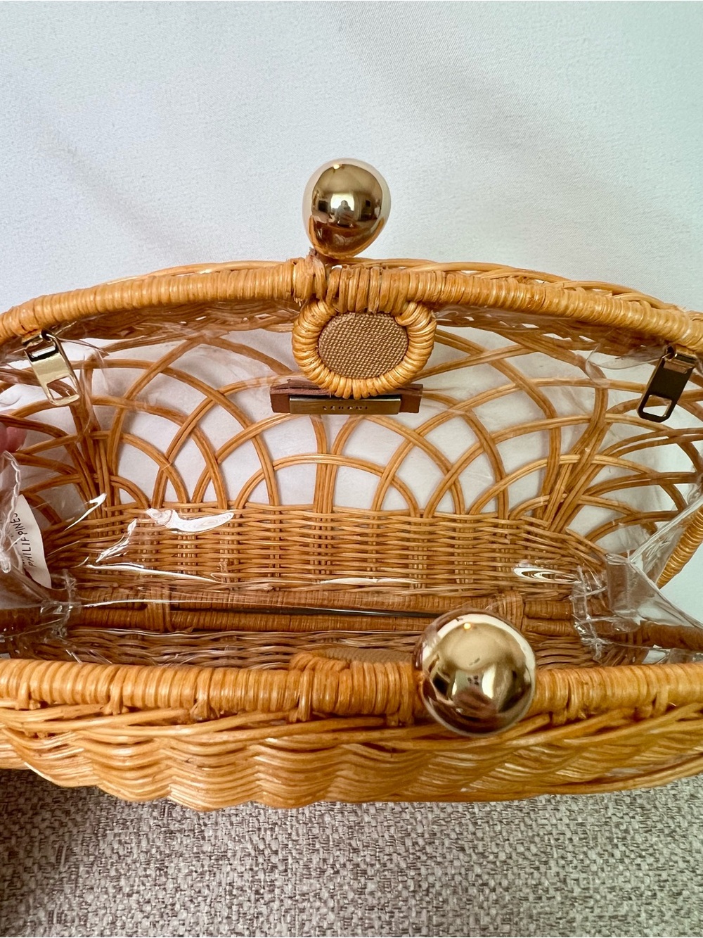Serpui (Neiman Marcus) Camila Cutout Wicker Clutch Bag (never used!) - Picture 3 of 6